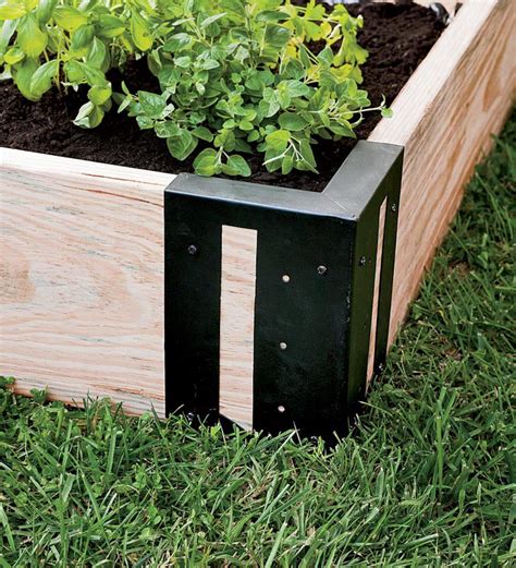 metal brackets to use for a flower bed|raised corners for garden beds.